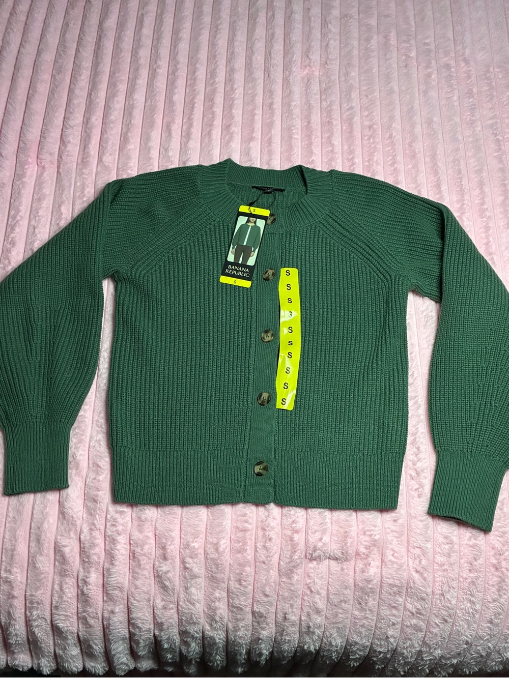 Banana Republic Forest Green Ribbed Button-Front Cardigan